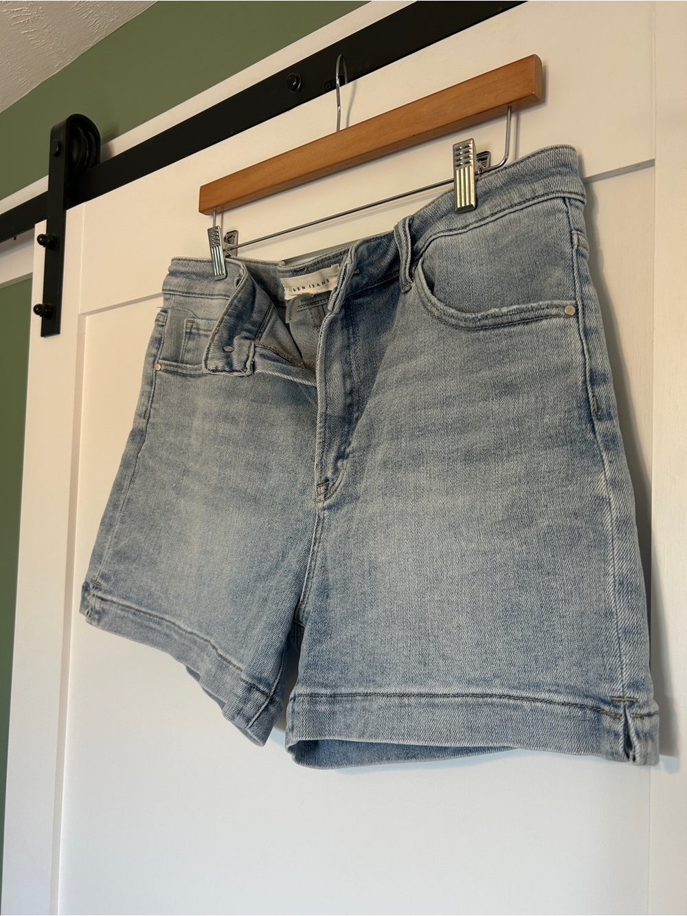 High-Rise Light Blue Denim Jean Shorts